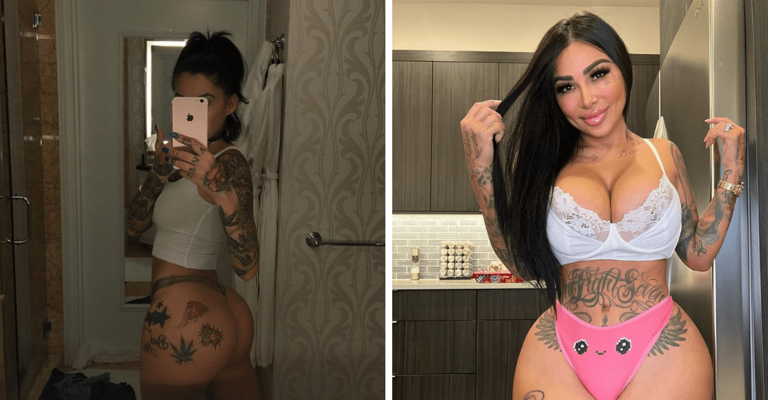 Chicas calientes calientes revelan tatuajes en una posición sensible